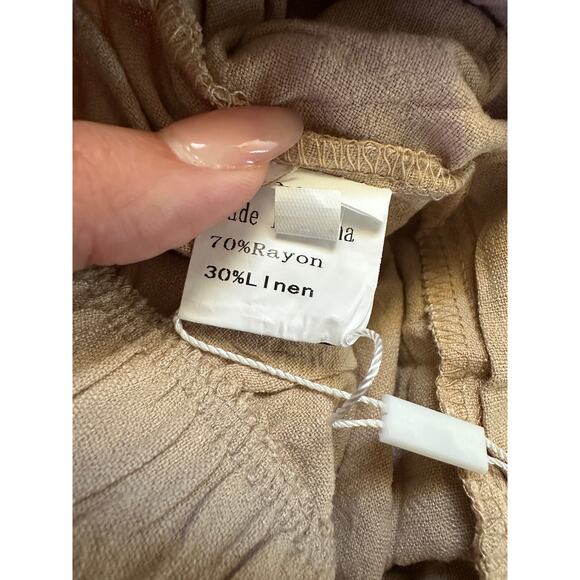 Purpearl Linen Pants in Tan, Wide-Leg, Elastic Waist, NWT - Picture 4 of 4